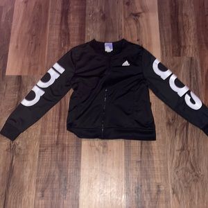 Girls size 10/12 adidas black crop zip up jacket